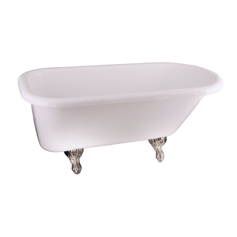 60'' x 30'' Soaking Acrylic Bathtub, Brushed Nickel