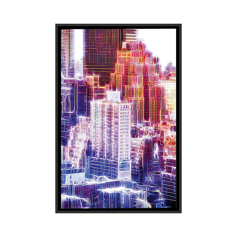 « new yorker », impression sur toile, H 26 po x l 18 po x P 1,5 po, Toile avec cadre noir, Pas de tapis