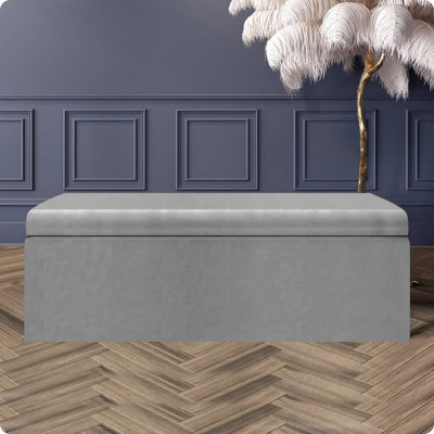 Safar Large Plush Velvet Ottoman Storage Box with Plain Lid Multi Functional Upholstered Blanket Box