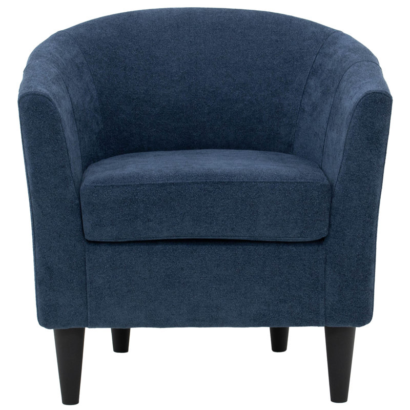 Fauteuil demi-tonneau l 31,5 po Kronos, Polyester indigo Chloe, Noir