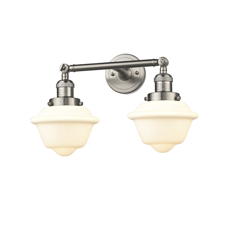 Gebhart 2 - Light Dimmable Vanity Light, Matte White Cased, 6 Watt Vinage LED Bulb, Brushed Satin Nickel