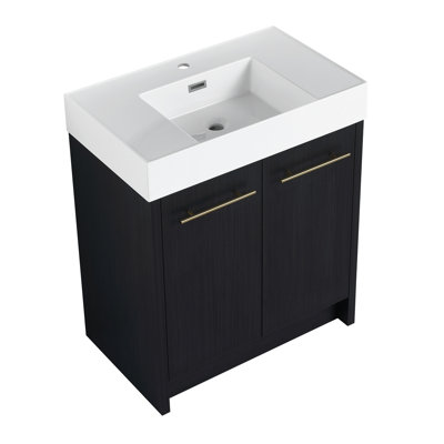 Meuble-lavabo autoportant avec lavabo en résine