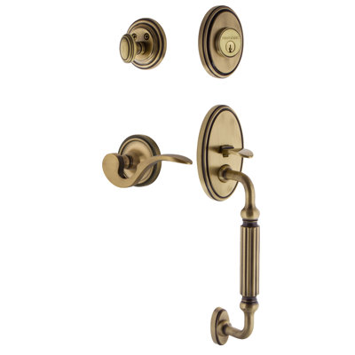 Nostalgic Warehouse Classic Plate F Grip Handleset with Single Cylinder Deadbolt and Manor Lever