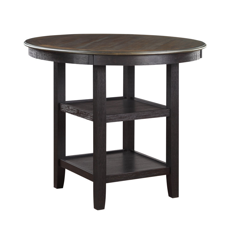 Montclair 42" Round Counter Height Dining Table – 2-Tone Finish with Built-in Shelves · Transitional, Black
