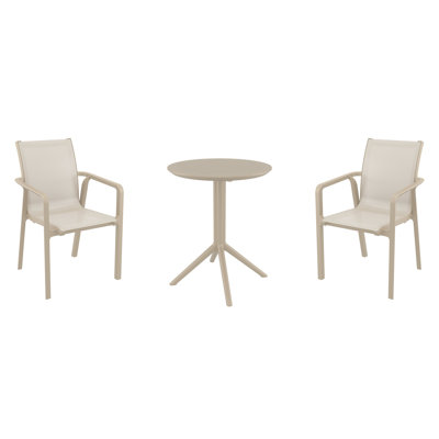 Farrah 24'' Round 2 - Person Bistro Set with Sling Chairs