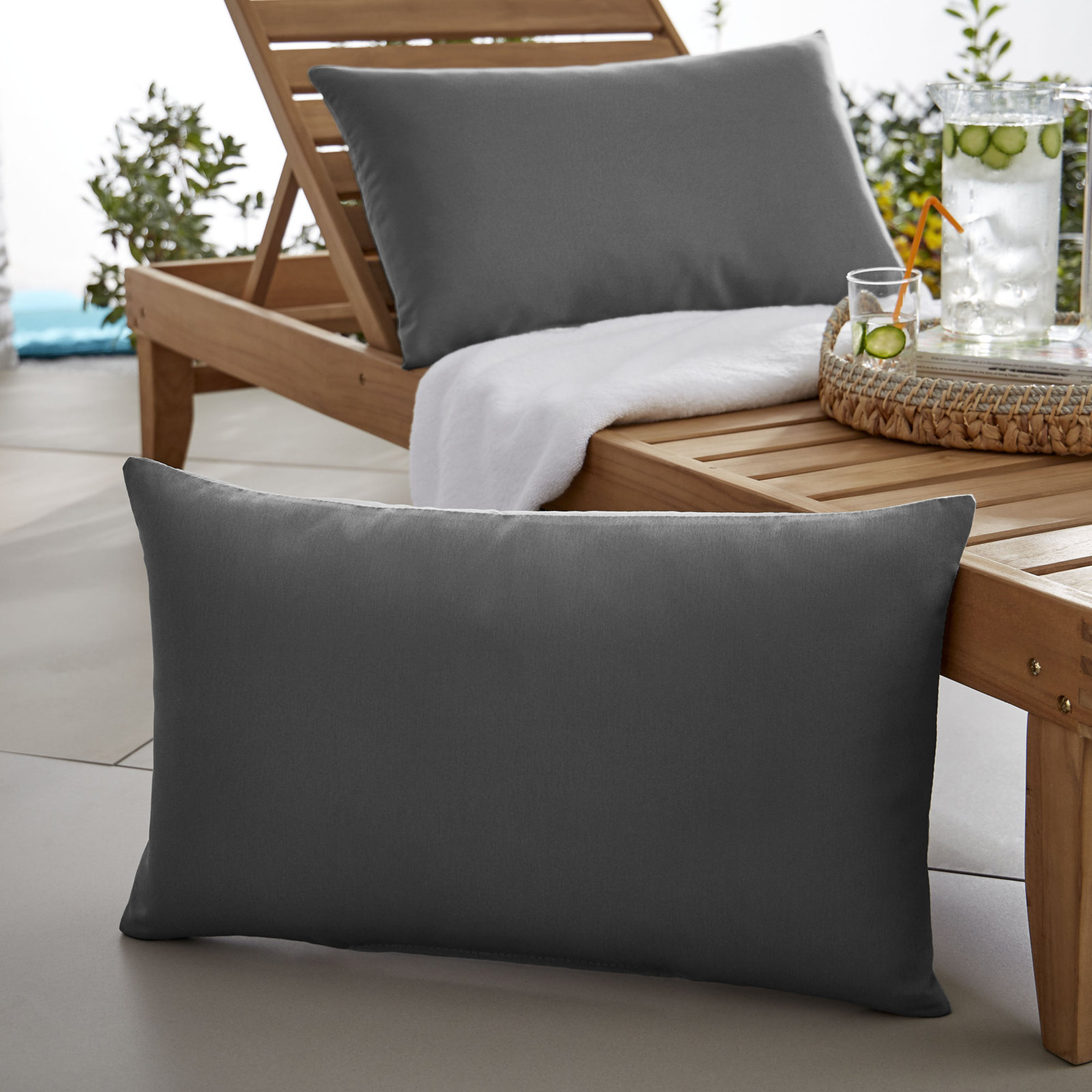 Almeda 26" x 16" Pillow Cover & Insert, Aqua Blue, 12" x 18"