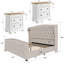 Ensemble de chambre à coucher classique 3 pièces pour très grand lit rétro et contemporain, crème-117320822-117320824