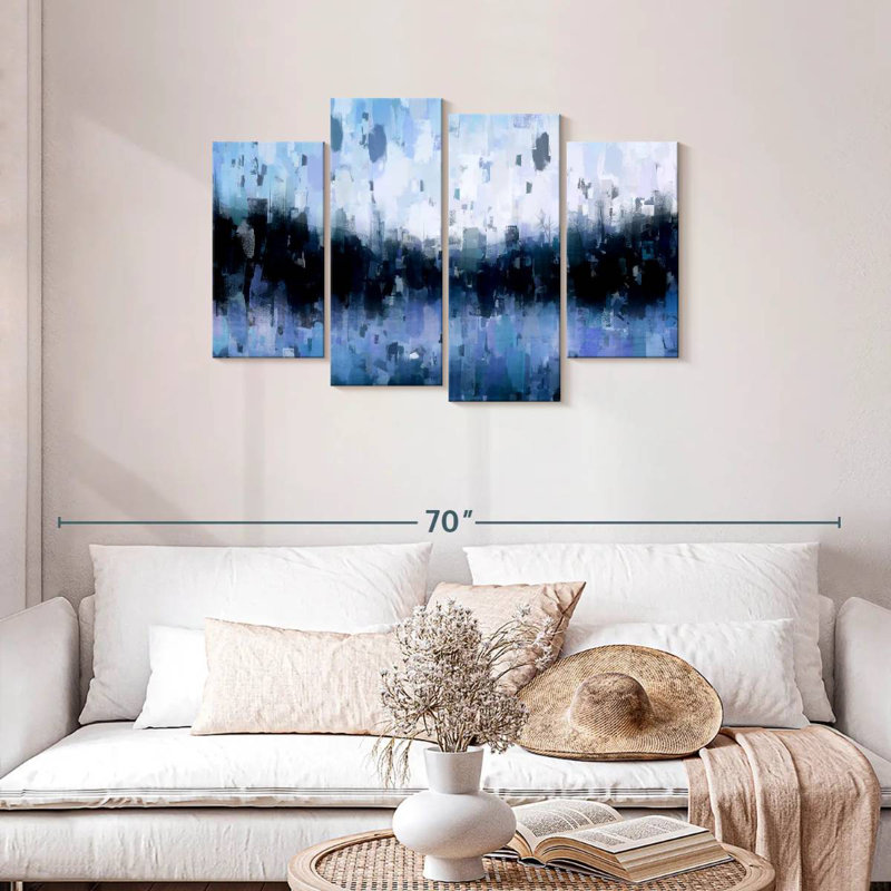 Bleu marine abstrait Avery, H 27 po x l 43 po