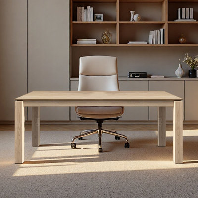 Bureau long en bois massif pour le bureau et les réunions