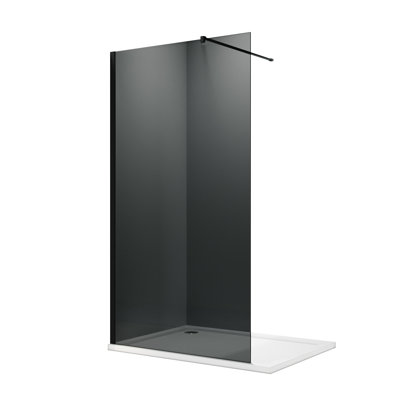 Walk in Shower Enclosure With Dark Grey Easy Clean Safety Glass 