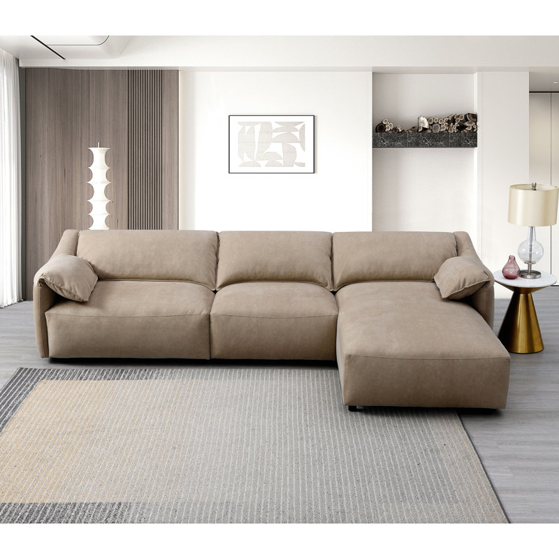 Canapé modulaire en suède brun clair Veata