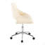 Chaise de bureau contemporaine en métal chromé et similicuir crème