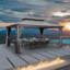 Pavillon de jardin permanent en aluminium 12 pi x 20 pi avec toit double en acier galvanisé pour terrasse et jardin, rideaux et filet inclus, gris-82941089