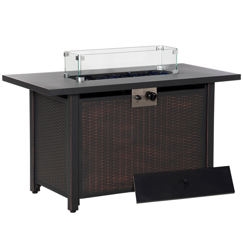 Rectangle Steel Propane Smokeless Fire Pit Table