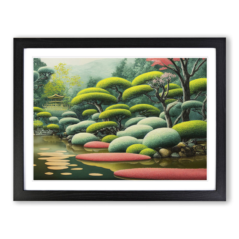 Japanese Garden - Framed Print, Black, 46cm H x 64cm W x 2cm D