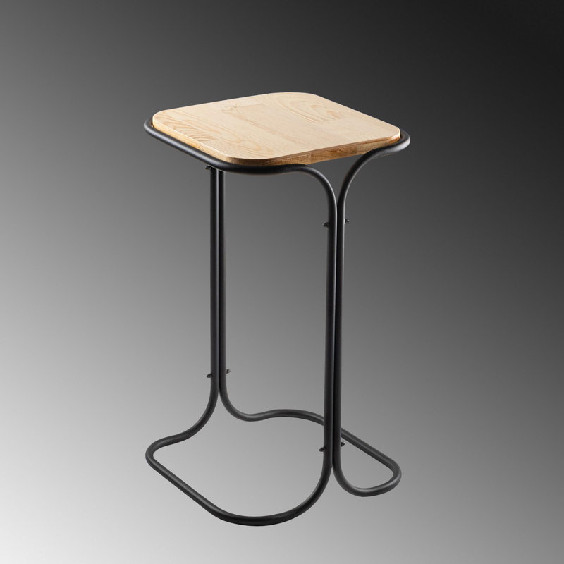 Modern Coffee Table with Metal Frame, Black & Natural Finish, 11.8 x 20.5 x 11.8 inches | 100% Solid Wood, Disassembled for Easy Shipping | Trendy Industrial Design, Perfect for Living Room & Lounge Spaces