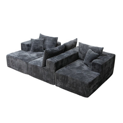 U-shaped Modular Compression Sofa ModernMinimalist Corduroy Design No AssemblyRequired Comfortable for Living Rooms andBedrooms-gray