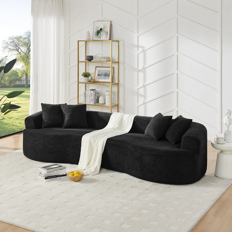 Boneless Hana 113'' Upholstered Sectional Sofa,No Assembly Required, Black