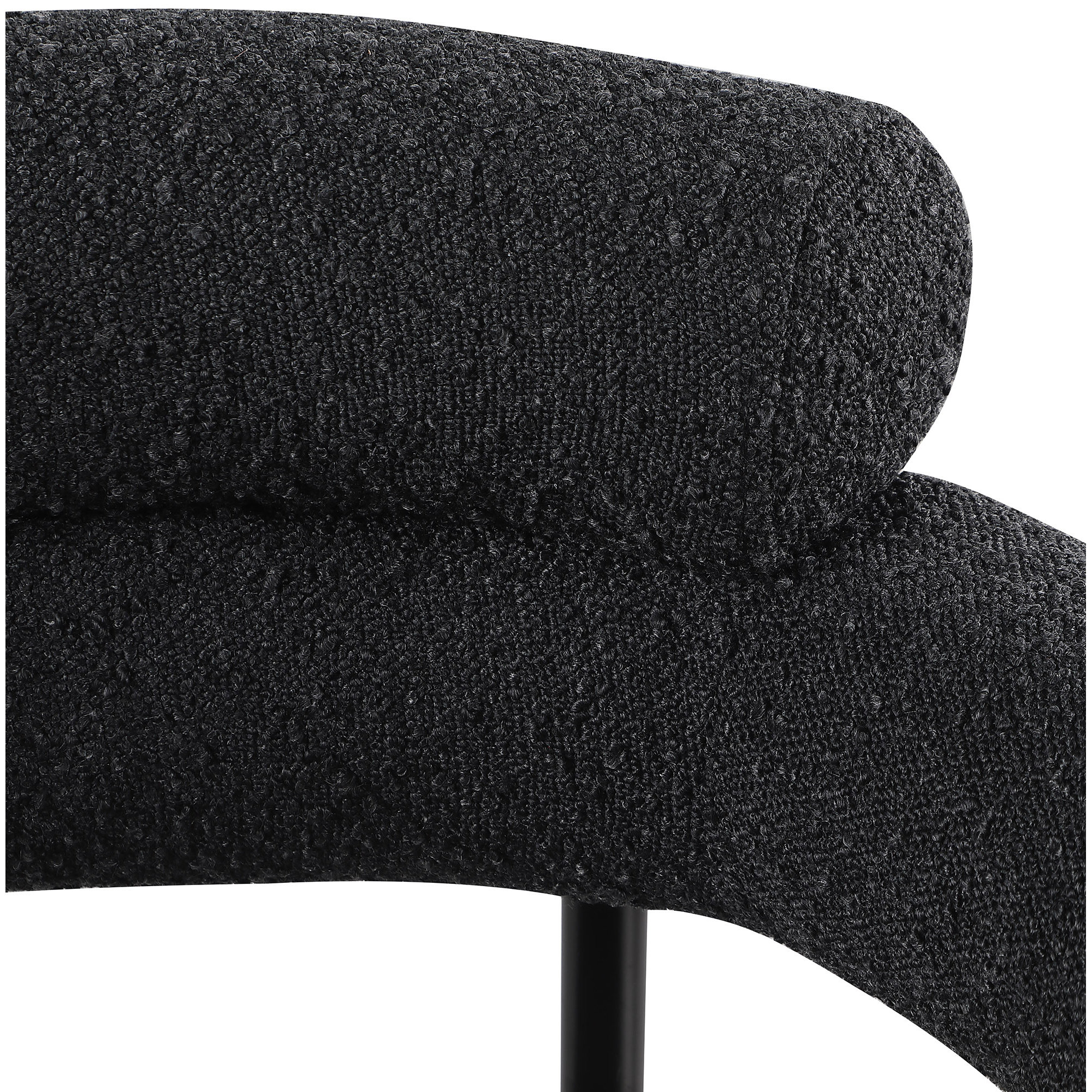 Boucle Upholstered Arm Chair, Black, Matte Black
