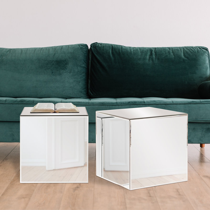 Natoli Glass Top End Table, Mirrored