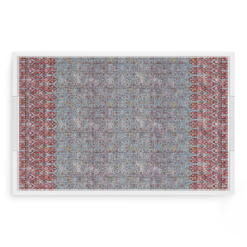 Iznik Acrylic Rectangle Decorative Tray, 22.5"W x 14.5"D x 2"H, Red/Turquoise