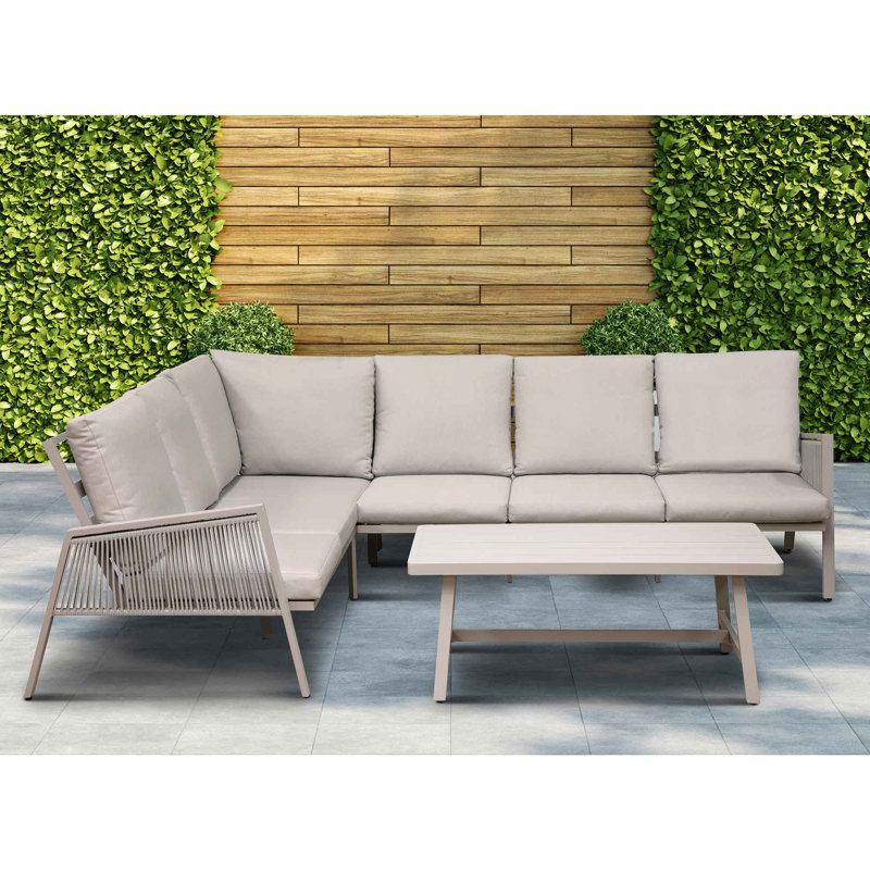 Leighonna 267cm Wide Metal Patio Sectional with Cushions