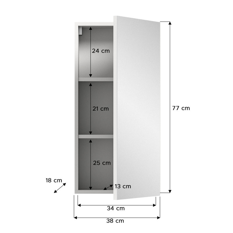Petyo 77cm H x 38cm W Wall Mounted Required Mirror Cabinet