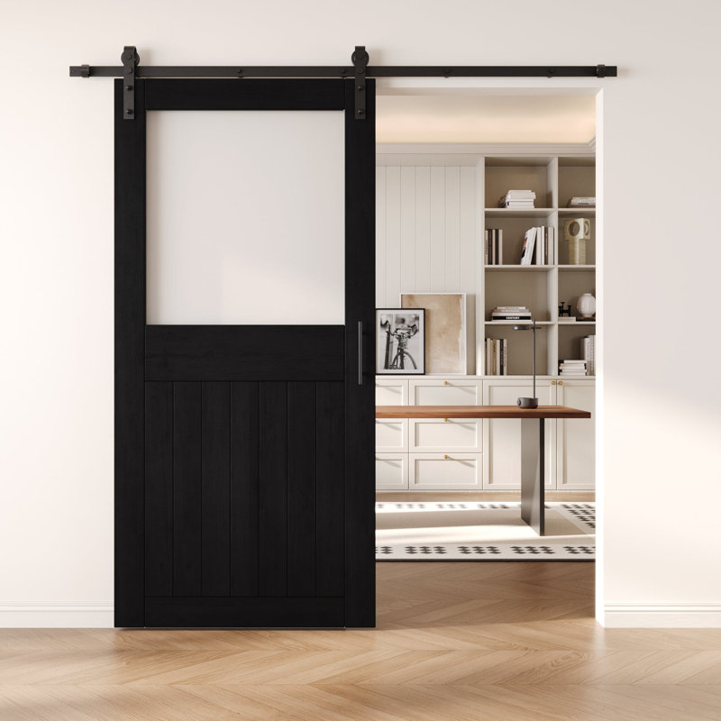 Porte de grange non assemblée et fini en verre à demi-verre de 40 po x 84 po Homacer de Homacer, 40 po x 84 po