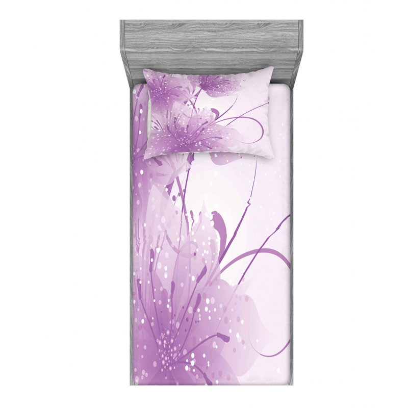 Microfiber Floral Sheet Set, Twin XL Sheet Set with Fitted Sheet