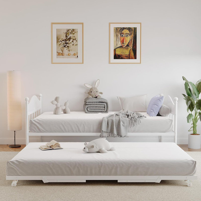 Lit de jour avec couchette, hauteur réglable, Blanc