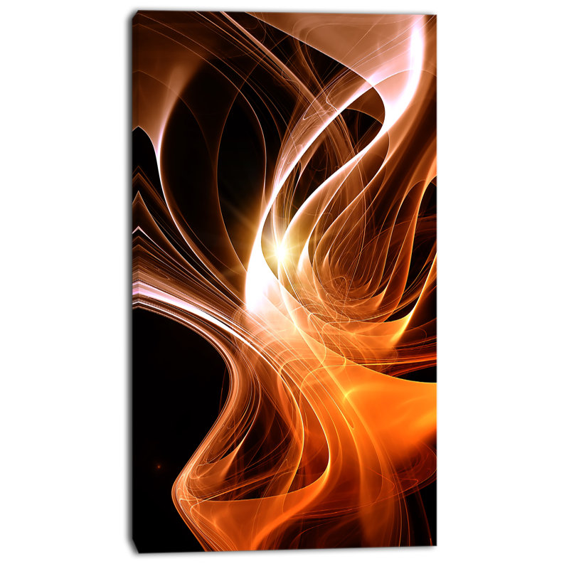 " Orange 3D Shaped Fractal Design ", 32" H x 16" W x 1" D