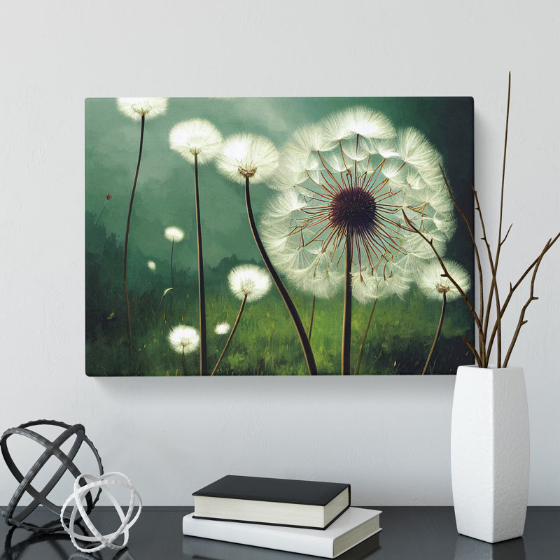 Blissful Dandelion Flowers - Wrapped Canvas Painting, 40cm H x 60cm W x 3cm D