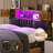 Kalder Bed Frame with LED Light and Charging Station, Metal Frame with Storage Headboard, Large Storage Space, No Spring Box Needed-1849033316-1849033317