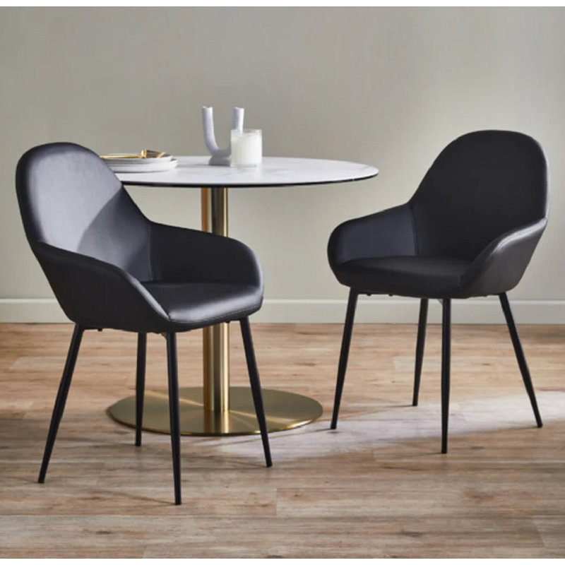  Chaise de salle à manger en cuir avec accoudoirs 