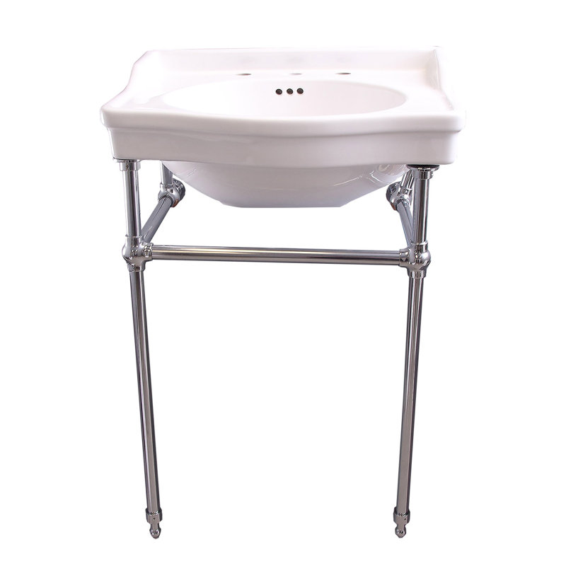 Lavabo de salle de bain console avec trop-plein en porcelaine vitreuse 30" ensal
