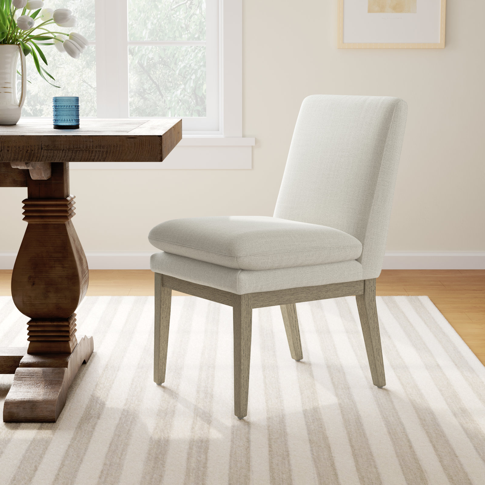 Bethea Upholstered Side Chair, Effie Linen Performance Linen