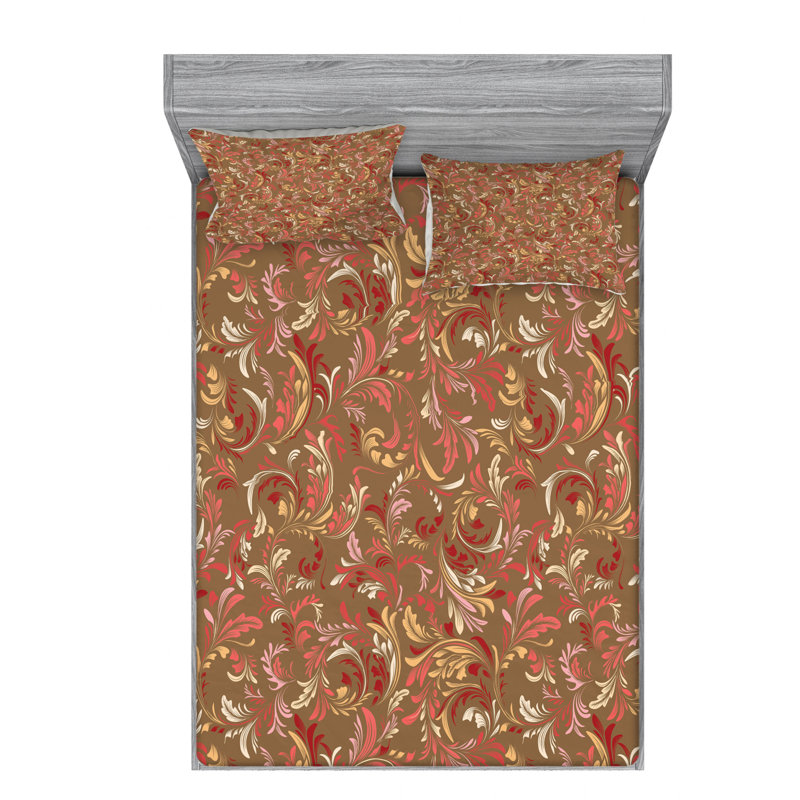 Microfiber Floral Sheet Set, Queen Sheet Set with Fitted Sheet