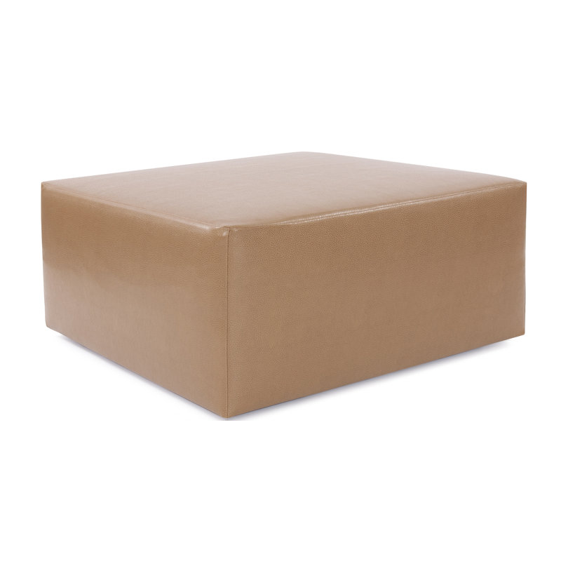 Balf 36" Faux Leather Square Pouf Ottoman, Bronze