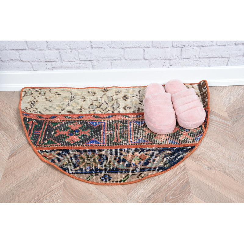 Handmade Vintage Turkish Area Rug with Floral and Geometric Patterns for Unique Home Decor