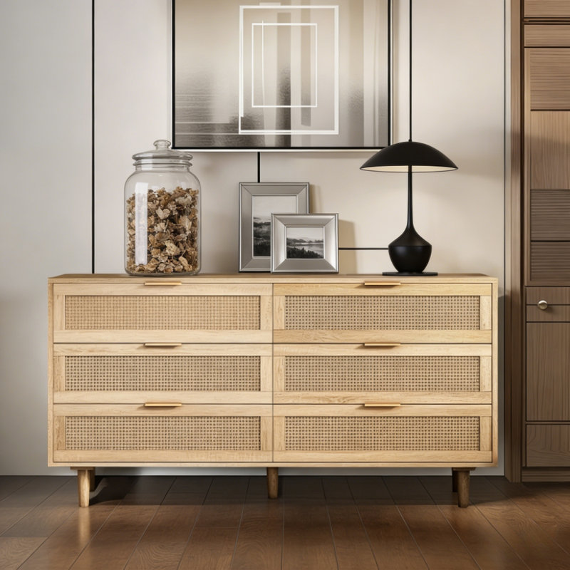 Storage Cabinet Rattan Drawer, Natural