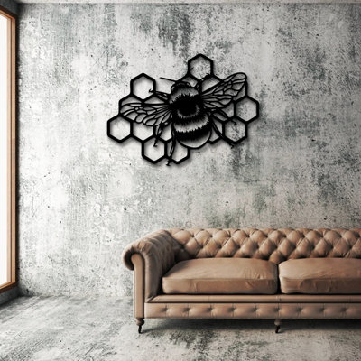 Bee Metal Wall Art, Metal Bee Honey Comb, Garden Decor, Garden Gift, Honey Bee Art, Gift For Gardner, Honey Comb Decor, Metal Bee Art