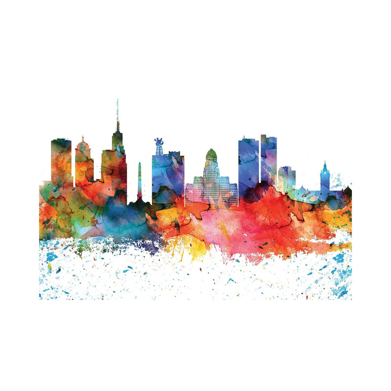 Buffalo Skyline - Wrapped Canvas Painting, 20.32 cm H x 30.48 cm W