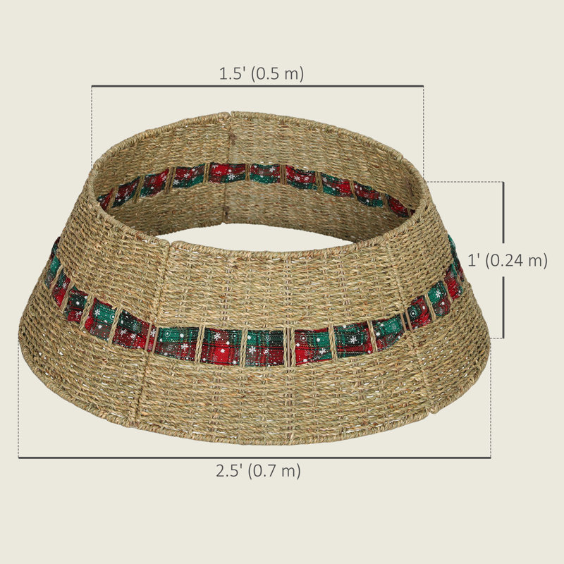 Collier de sapin de Noël rustique 28 po, base en rotin naturel
