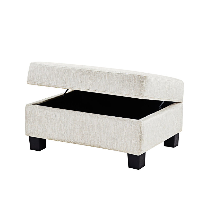 Canapé modulaire rembourré avec repose-pieds de rangement mobile, Chenille blanche