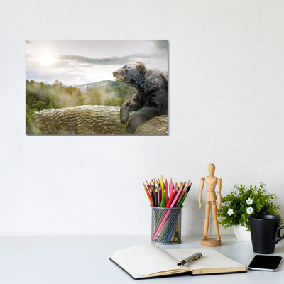 Bear In Tree At Smoky Mountains Park by Susan Schmitz - Print on Canvas