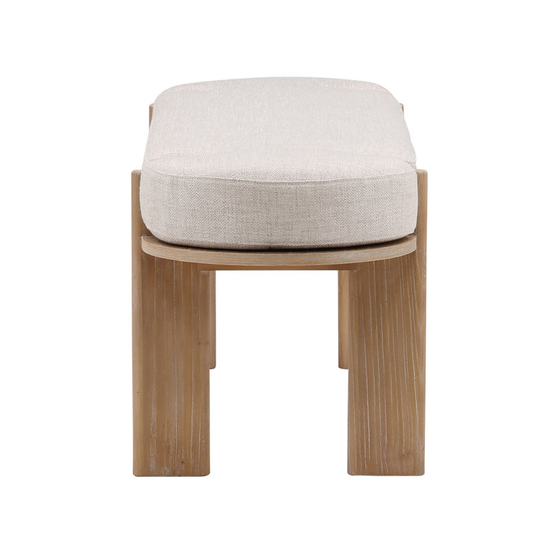 Ella Upholstered Accent Bench, Beige, Light Natural