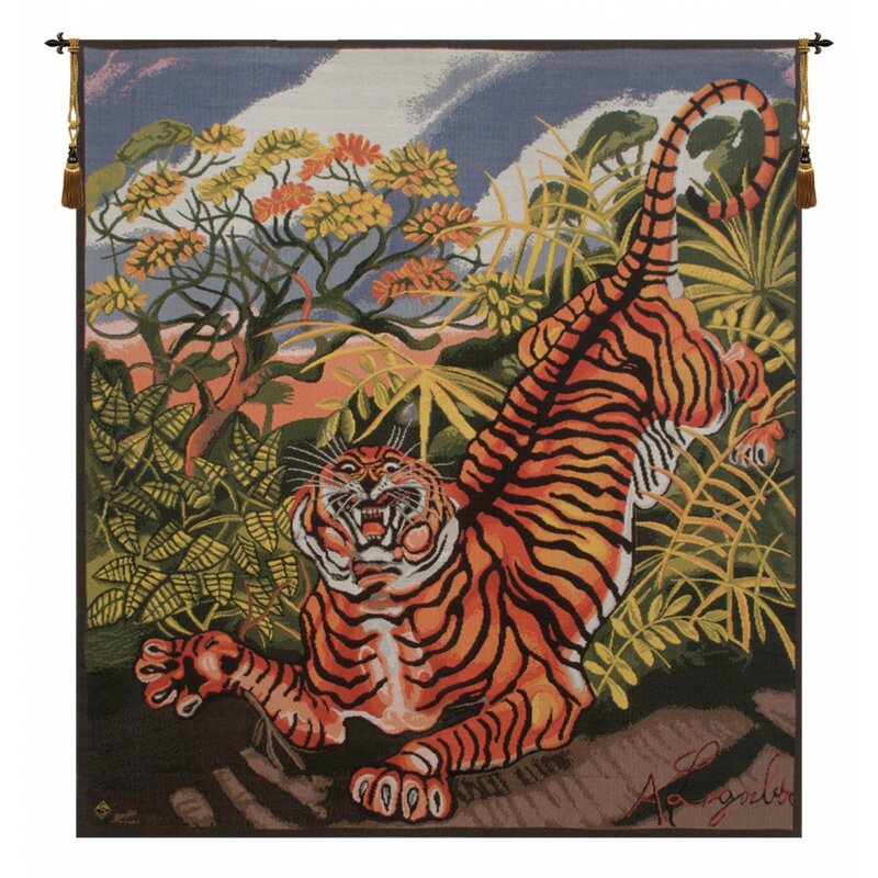 Tiger Wall Tapestry - Italian Loom Woven Blended Fabric