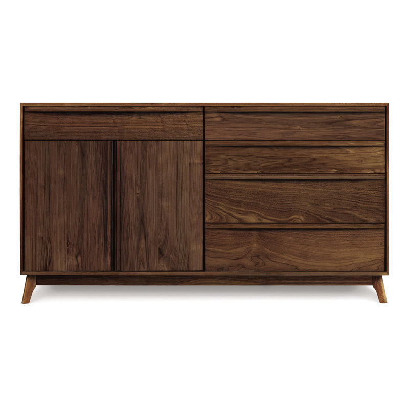 Catalina Solid Wood 66.13'' W 5 - Drawer Dresser, Brown, Right