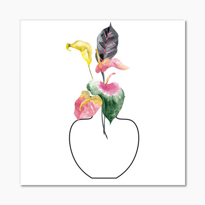 Composition avec bouquet floral minimaliste IV - Impression sur toile