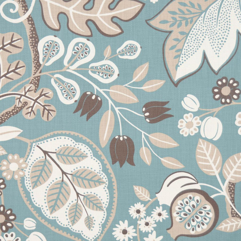 Brass Band 100% Cotton Fabric, Teal